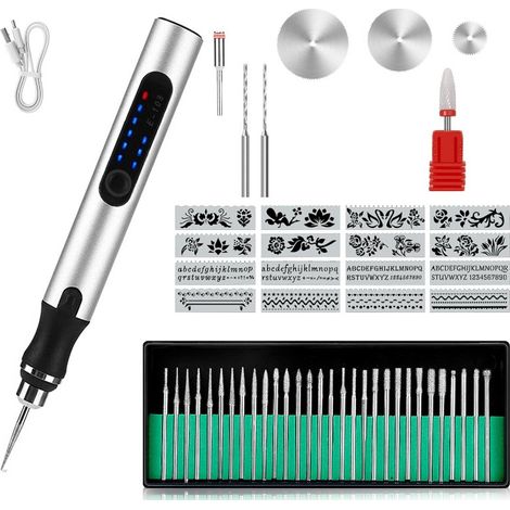 Mini Dremel Rotary Tool 4.2V Rechargeable Electric Engraver Pen with 108+56 Accessories, Variable Speed Micro Carving Kit for Jewelry Metal Glass DIY, 1 pièce (1/2)