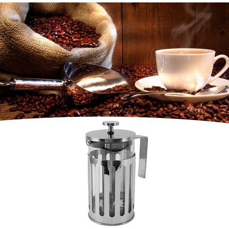 Edelstahl-Teekanne mit Stempel, Filter und Milchaufschäumer, 600 ml, silber (1/5)