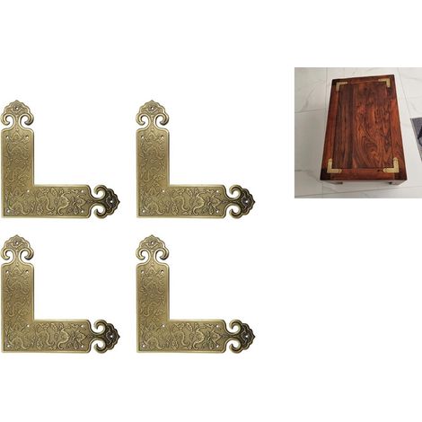 Ensemble de 4 protections d'angle - Quincaillerie en laiton antique pour meubles - Coins de protection métalliques - Protection décorative pour les coins de bureaux, armoires, etc. (1/3)