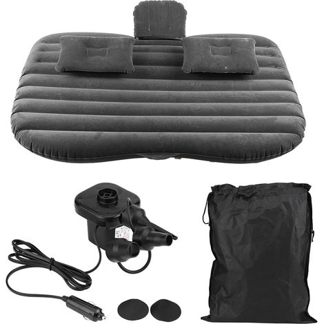 Lit Gonflable de Voiture Pliant, Matelas de Voyage pour siège arrière Auto, Matelas pneumatique de Camping Voiture Multifonctionnel avec la Pompe à air électrique(Noir) (1/5)