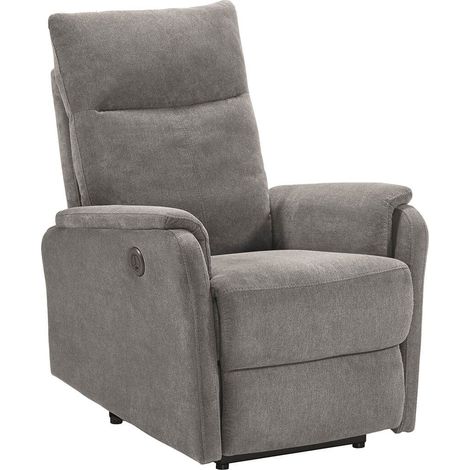 ALCANTAR - Fauteuil Relax Electrique Tissu Gris clair (1/5)