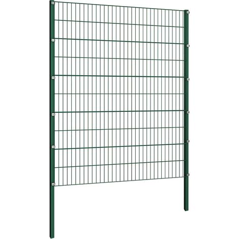 Pannello di recinzione con pali in ferro 176,5x200 cm verde (1/2)