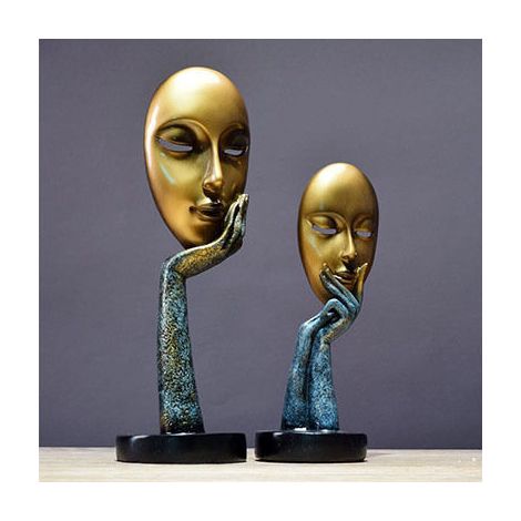 Lot de 2 statues Modernes Humain Abstraite Dame Visage Sculpture en Résine Artisanat Figurine Décoratif(1210.528.5,14.51238cm) (1/4)