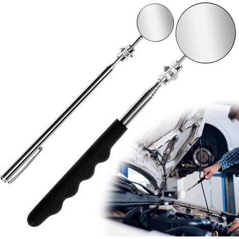 CCYKXA 2 Pcs Telescopic Inspection Mirrors, Round Car Telescopic Mirror, Stainless Steel Inspection Mirror for Cars Mechanics (1/5)