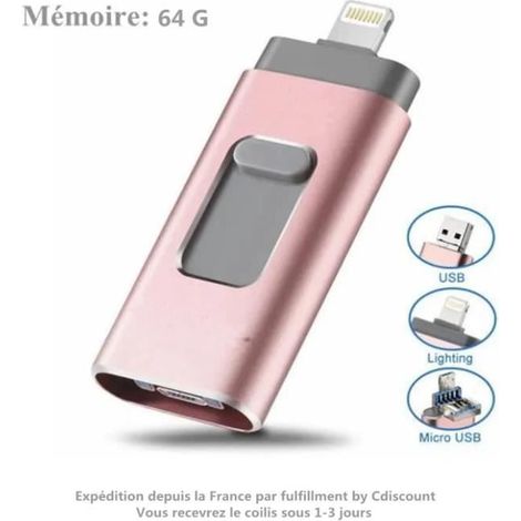 Clé USB 64 Go USB 3.0 – Compatible iPhone, iOS, Android – Synchronisation facile – Stockage (1/4)