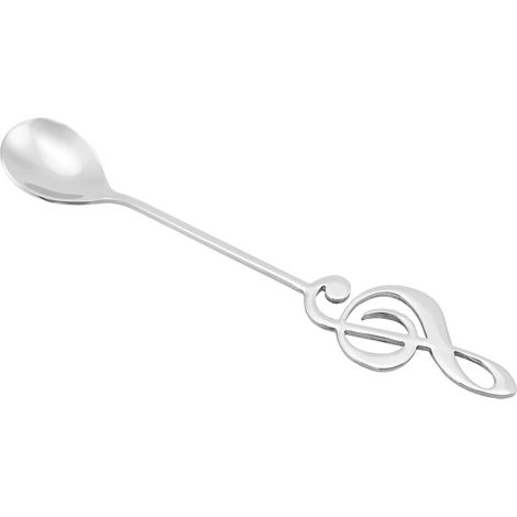 Cuillere a dessert en acier inoxydable 304 note de musique pour cafe ou the cuillere melangeuse argent (1/3)