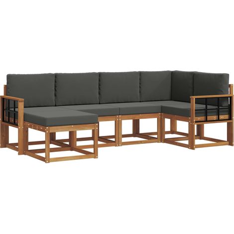 Conjunto de sofás de exterior 6 uds. Natural y Antracita vidaXL (1/5)