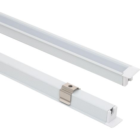 Perfil Aluminio Empotrable con inclinación 30º 2m para Tira LED hasta 6 mm Blanco 2 m Blanco traslúcido (1/4)