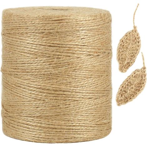 300 m natürliches Hanfseil, 1 mm dünne braune Kordel zum Basteln, Häkeln, Verpacken von Geschenken, für die Gartenarbeit und als Weihnachtsdekoration