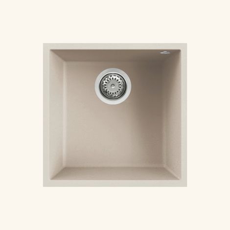 Évier sous-plan granit beige Luisina QUADRILLE 1 bac 440x440 (1/5)