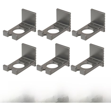 Lot de 6 supports de rangement gris anthracite pour gel douche, sans perçage, avec crochet mural pour shampoing et savon pour les mains.