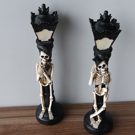 Éclairage public simulant Halloween, articles décoratifs, cadres lumineux en forme de crâne, accessoires de décoration de salle, lanternes citrouilles, éclairage public en forme de crâne (paire) (1/4)