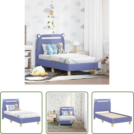 Kinderbett - Kinderbettgestell mit Kopfteil Jeans blau 70 x 140 cm Stoff (1/5)