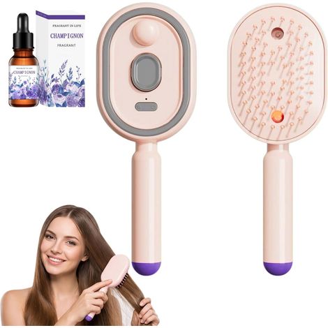 Brosse Vapeur Lissante Contient 10 Ml D’huile Essentielle De Lavande(Rose) (1/5)