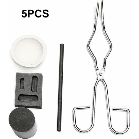 5Pcs Resistant A La Chaleur Coulee De Lingotiere Outil Smelting Or Argent Fournaise Kit Scrap Bijoux Raffinage De Fusion Metal Or Forge Set Graphite Fonderie Creuset Pour La Fusion Experience Chimique (1/5)