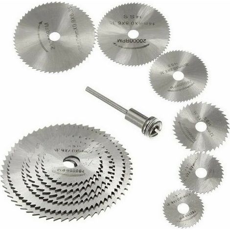 Nouveau 7pc HSS lames de scie outil rotatif, Circulaire en bois de coupe lame de scie Disques pour Dremel Outil rotatif Mandrin avec tige d'extension 1/8quot(3.175mm) (1/4)
