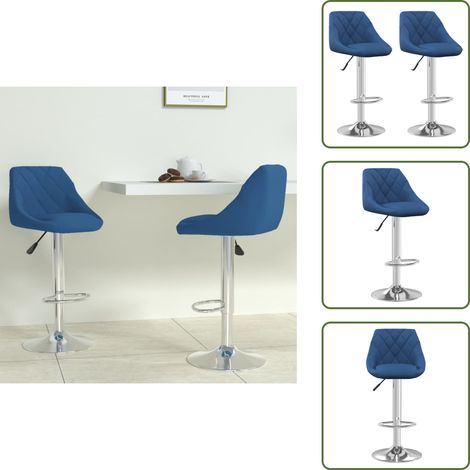 The Living Store Barhocker 2 Stk. Blau Samt - Samtsitzsack - Barhocker Blau - Drehbares Barstool - Esstischsessel - Hocker Mit Fussablage (1/5)
