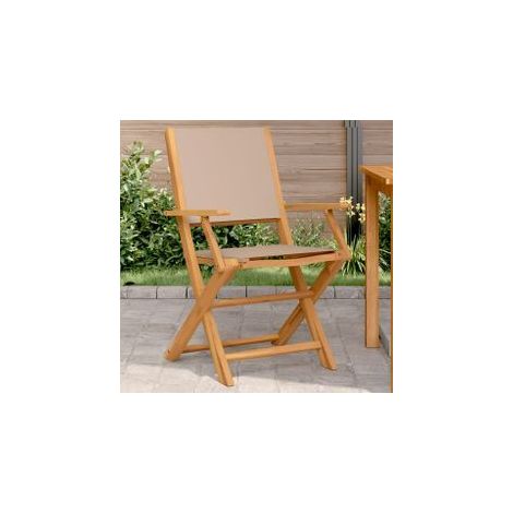 Chaises de jardin lot de 2 taupe bois d'acacia massif et tissu (1/5)