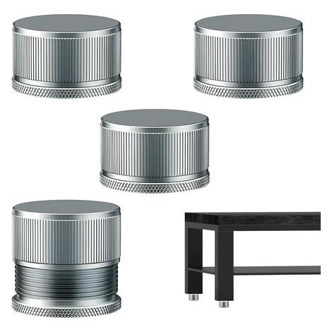 Pieds de meubles à hauteur réglable, en métal, réglables de 2,3 à 4,2 cm, adaptés aux tables, armoires, tables basses, etc., lot de 4, argentés. (1/5)