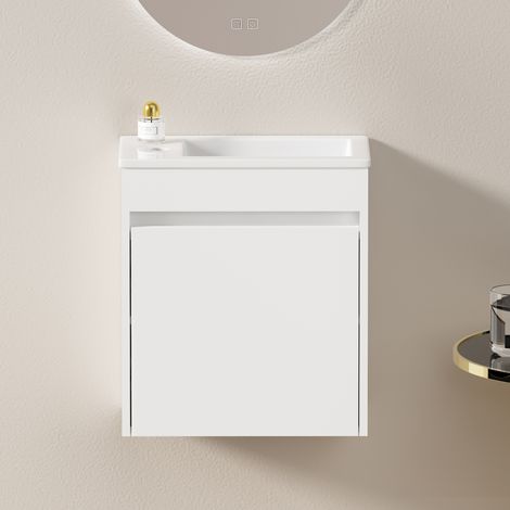 Mobile lavabo 46 cm bianco con 1 anta a chiusura ammortizzata HAVRYA (1/5)