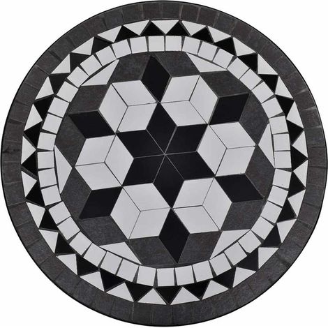 Maison Exclusive - Bistrotisch Schwarz und Weiß 60 cm Mosaik (1/5)