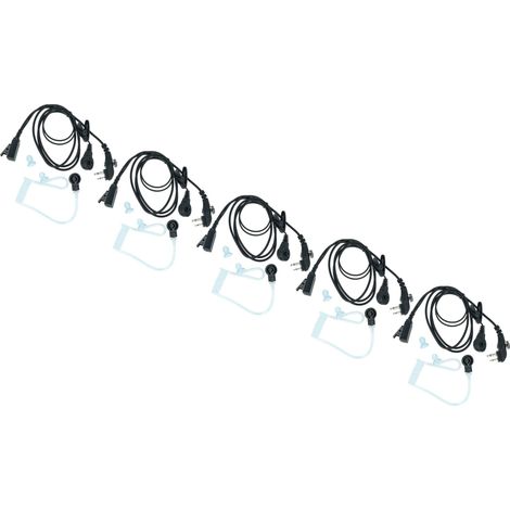vhbw 5x Headset earpiece compatible with Hyt / Hytera TD510, TD520, PD560, TC620, PD500 Radio Walkie Talkie + PTT Microphone, acoustic tube