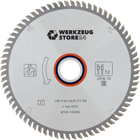 WS24 HM Kreissägeblatt Holz 210 x 2,4 x 30 WZ72 - WS24-100084