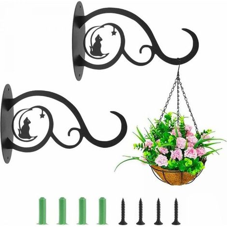 Support Plante Mural Balcon,（2pcs） Crochet de Suspension en Fer Forgé Panier Suspendu，Murale pour Plantes Décor Extérieur pour Balcon de Jardin de Plante décor Mural (1/5)