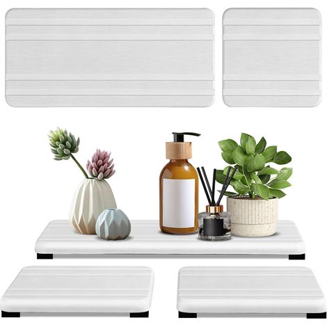 Juego de 3 jaboneras de diatomita – rápida absorción, diseño mineral moderno – blancas, para uso en el baño o con plantas. (1/5)