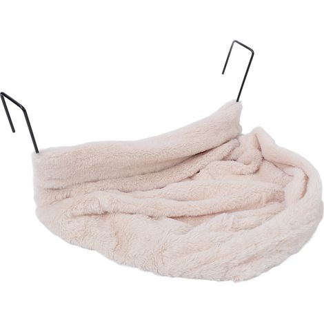 Hamac pour chat en forme de S, peluche douce et chaude, gain de place et confort optimal, beige. (1/5)