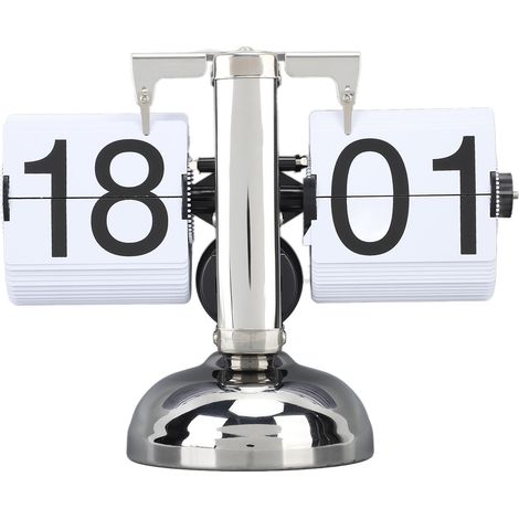 Reloj de Sobremesa Volteador Retro, Acero Inoxidable 304 Silencioso con Números Grandes – Ideal para Decoración de Salón y Oficina (1/5)