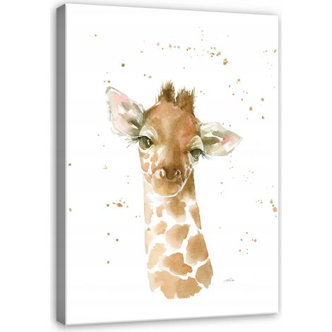 Peinture pour chambre d'enfant girafe sur toile 120x80 (1/3)