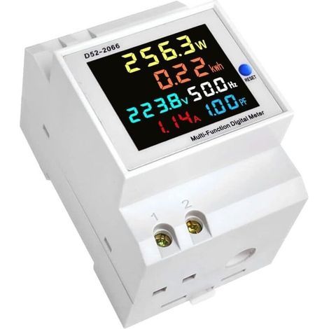 D52-2066 compteur multifonction rail DIN coloré écran LCD tension courant puissance active fréquence mesure d'énergie électrique dispositif de surveillance (1/5)