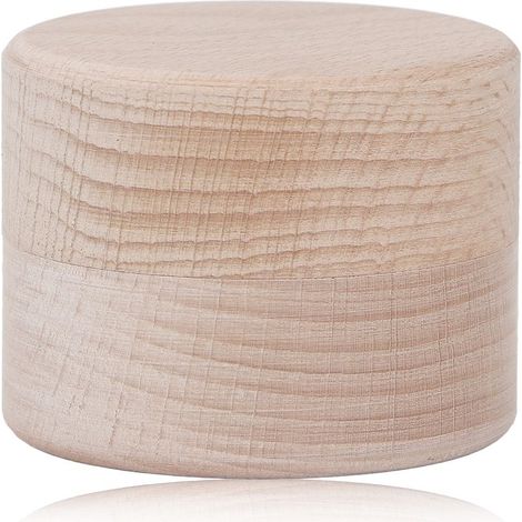 Boîte à bijoux en bois naturel en hêtre ronde style rétro, spacieuse pour bagues et boucles d'oreilles (1/5)