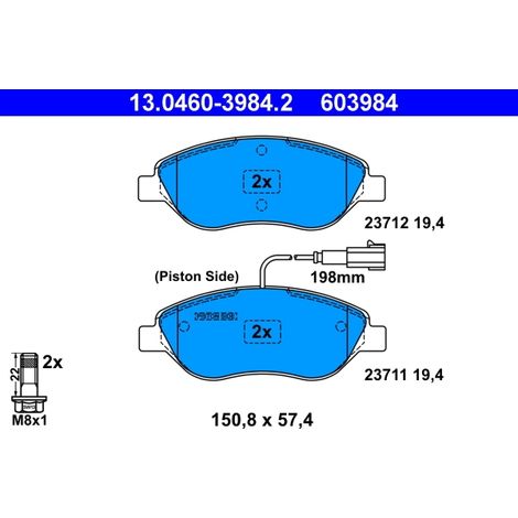 Kit de plaquettes de frein, frein à disque ATE 13.0460-3984.2 ALFA ROMEO 9949279