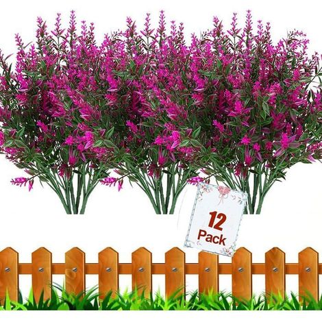 BelleRise - Lot de 12 bouquets de fleurs artificielles d'extérieur, pour jardin, porche, jardinière, maison, mariage, ferme… (1/5)