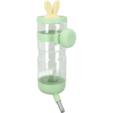 Bouteille d'eau suspendue pour animaux de compagnie, multi-usage, anti-fuite, grande capacité, pour petits animaux comme les lapins, les cochons d'Inde, les hérissons et les rats. Verte, 550 ml. (1/5)