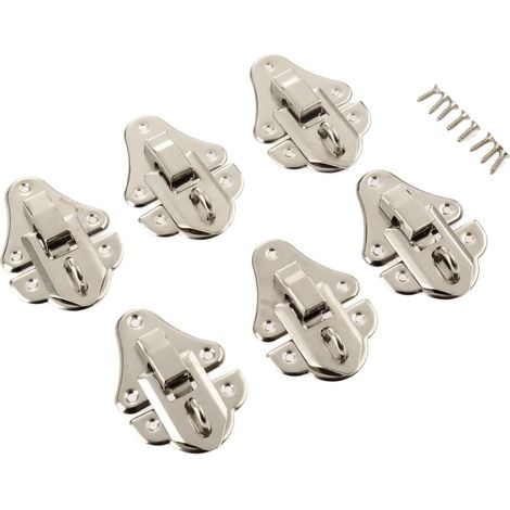 Lot de 6 verrous de porte, bijoux argentés 35 x 48 mm avec vis (1/5)