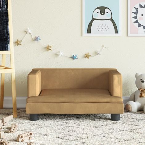 Canapé pour enfants, Fauteuil enfants, Canapé Relax Salon, Canapé droit fixe marron 60x40x30 cm velours MJU4002 (1/5)