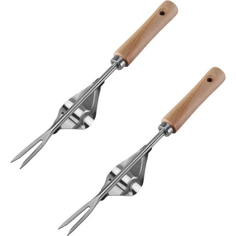 Lot de 2 extracteurs de mauvaises herbes avec manche en bois, outils de jardin (1/4)