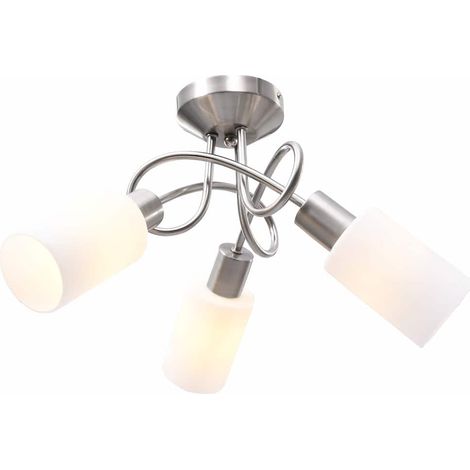 vidaXL Lámpara de techo pantallas cerámica cono blanco 3 bombillas E14 (1/5)