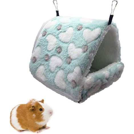 Abnehmbares warmes Winterbett für Schweine, Plüschhängematte für Hamster, Chinchillas, Frettchen, Eichhörnchen, grüne Farbe, L-Korb