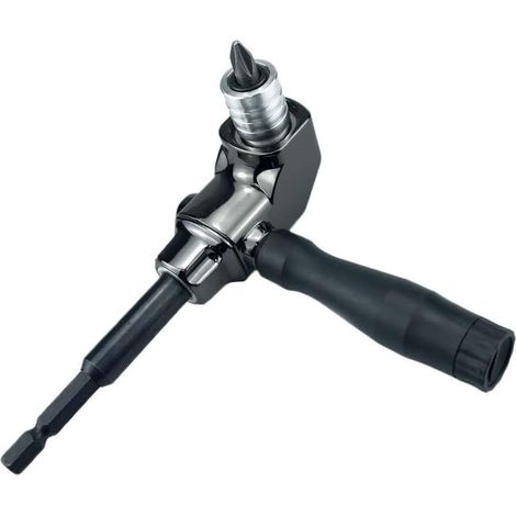 Adattatore per cacciavite ad angolo retto, utensile a sgancio rapido per attacco rettangolare, utensile esagonale a sgancio rapido da 1/4 di pollice, pinza per trapano autobloccante a 90 gradi, nero(a
