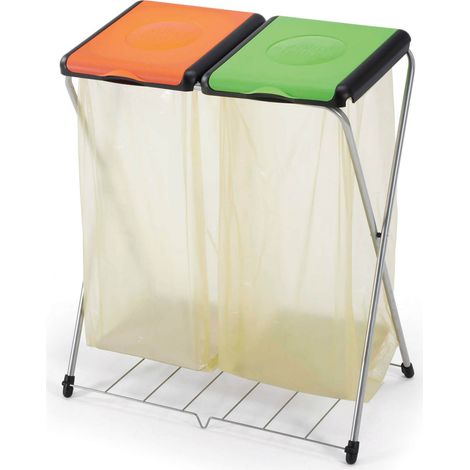 Pattumiera a 2 Posti 72x40x82 cm in Acciaio Bauer Gimi Duo