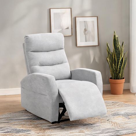 Fauteuil relax coloris gris clair en polyester 93 x 76 x 103 cm (1/5)