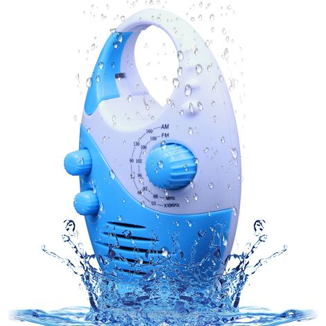 Wasserdichtes Duschradio, AM/FM-Lautsprecher mit einstellbarer Lautstärke, kabelloses Radio mit Tragegriff