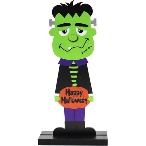 Décoration De Table Halloween - Ornement En Bois Avec Chapeau De Sorcière Et Fantôme - Pour Fête À Domicile Ou Bureau - 1 Pièce