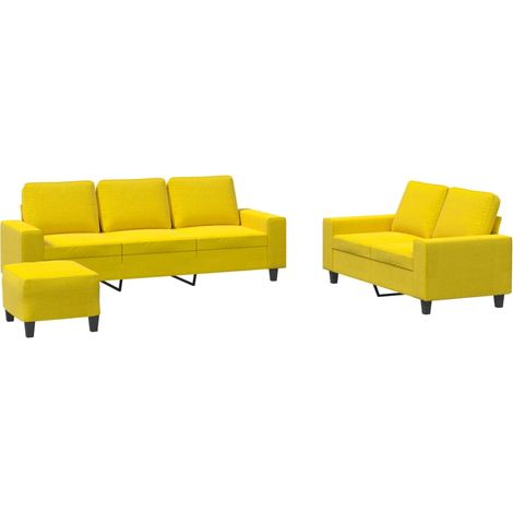 Maison Exclusive - Set di Divani 3 pz Giallo Chiaro in Tessuto