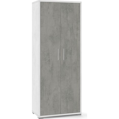 Mobile armadio multiuso 2 ante 5 vani design moderno Arnes - Bianco - Grigio (1/4)