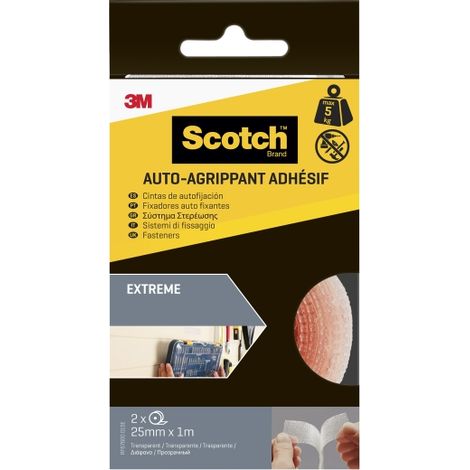 Cinta de autofijación extreme rollo, transparente, 25mmx1m, 2 uds, máx 5 kg